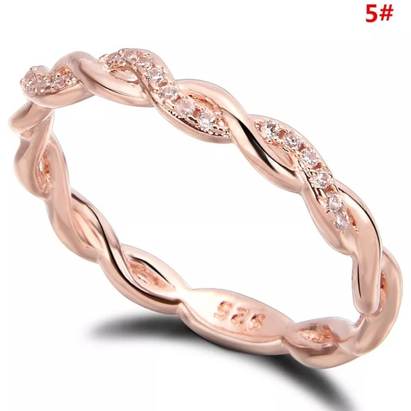 Rose gold Topaz Eternity Band 925 Size 5 - Picture 5 of 5